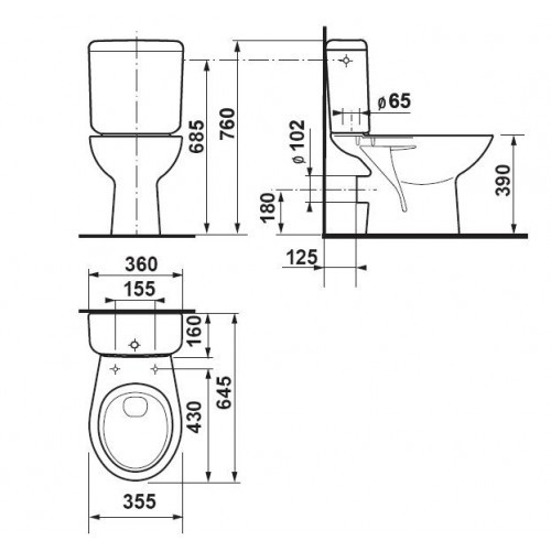 Бачок Jika Zeta 160 360 интернет магазин сантехники BATHPOINT