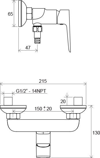 Смеситель для душа Ravak Classic 21.5 13 интернет магазин сантехники BATHPOINT