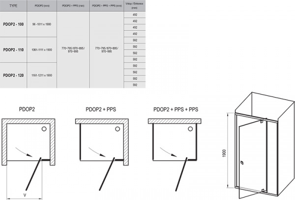 Душевая дверь  Ravak Pivot 120 120 интернет магазин сантехники BATHPOINT