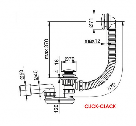 Сточный комплект Click Clack для ванны Ravak X01377 интернет магазин сантехники BATHPOINT