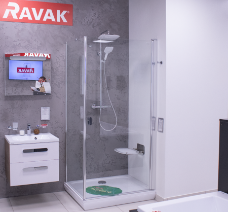Душевая стенка RAVAK CPS-80 профиль хром/стекло прозрачное 9QV40C00Z1 интернет магазин сантехники BATHPOINT