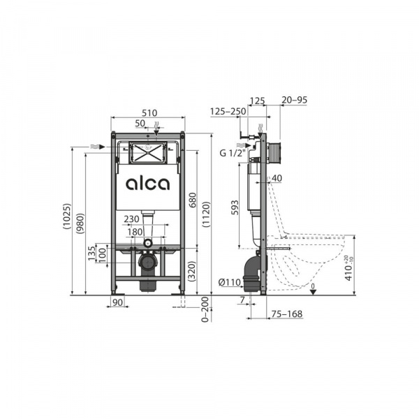 Инсталляции для унитазов Alcaplast  25 51 интернет магазин сантехники BATHPOINT