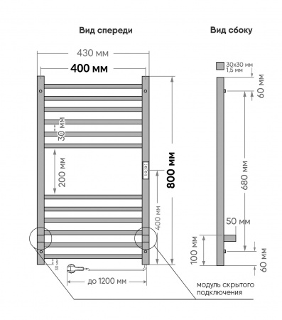 Полотенцесушитель Attic (electro) 80/40  INDIGO интернет магазин сантехники BATHPOINT