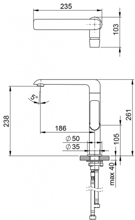 Смеситель для умывальника без донного клапана с поворотным изливом Ravak Flat FL 016.00, X070125 интернет магазин сантехники BATHPOINT