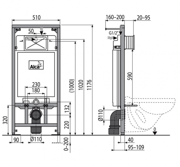 Инсталляция для туалета Alcaplast Sadromodul  51 интернет магазин сантехники BATHPOINT