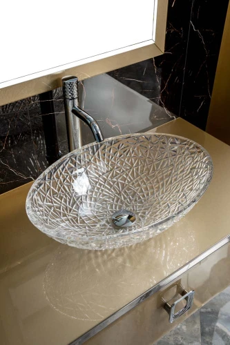 Столешница стекло 100 см прямая Armadi Art 853-100-Light Gold